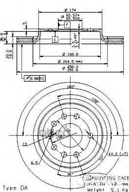 Диск тормозной UV Coated зад 09950511 Brembo