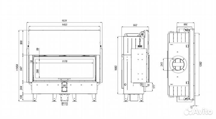 Топка defro home intra XLA G, 22 кВт, 1282/547мм