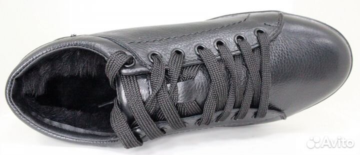 Полуботинки из натуральной кожи и меха зимние