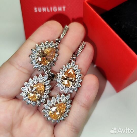 Комплект серьги, подвеска, и кольцо 18,5