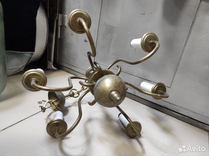 Винтажная латунная люстра бра. Не проверял СССР
