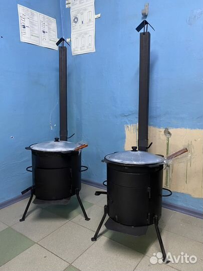 Печь с трубой + казан 10/12 л+ шумовка