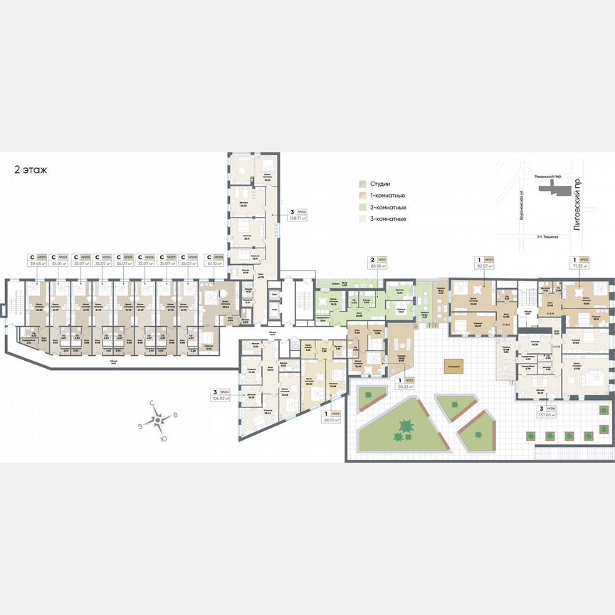 Апартаменты-студия, 34,3 м², 2/10 эт.