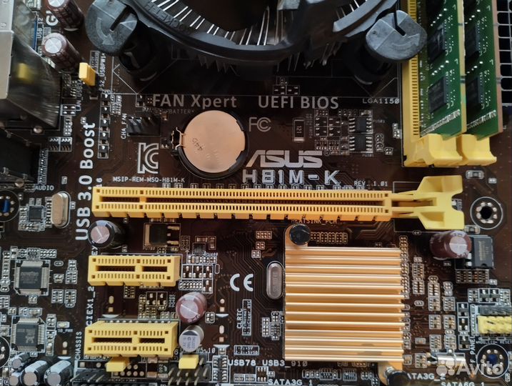 Сборка lga1150: плата, CPU i3, озу 4gb, кулер