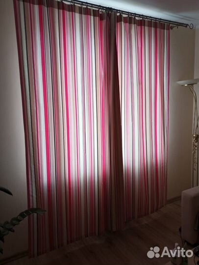 Шторы 2 шт и тюль розового цвета
