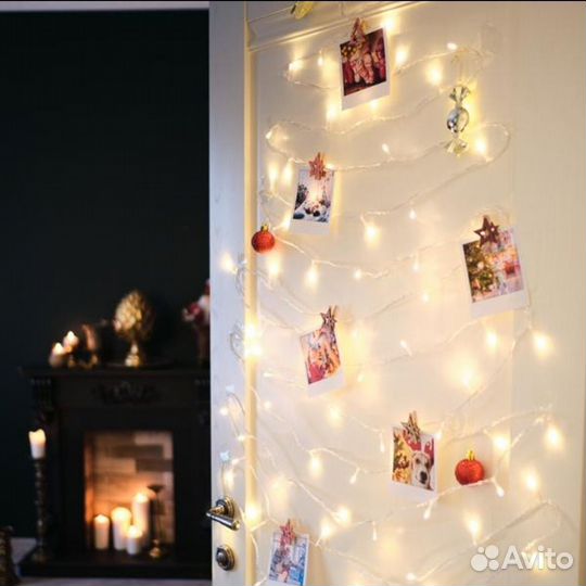 Новогодняя электрогирлянда цвет золото