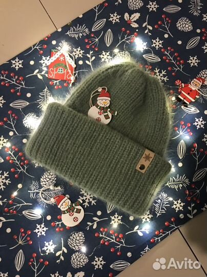 Шапка женская вязаная из пуха норки