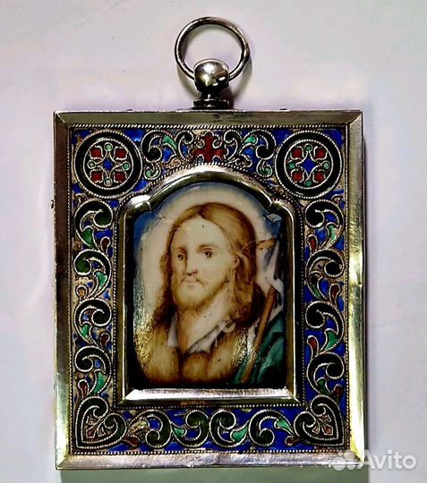 Икона Иоанн Предтеча. Серебро. Эмали