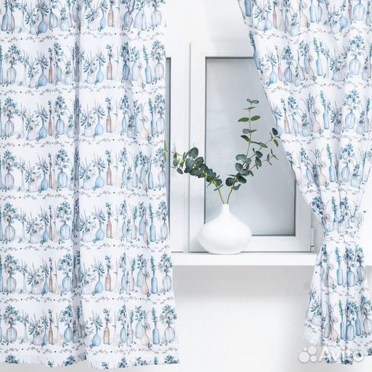 Комплект штор для кухни с подхватами Flower mood 1