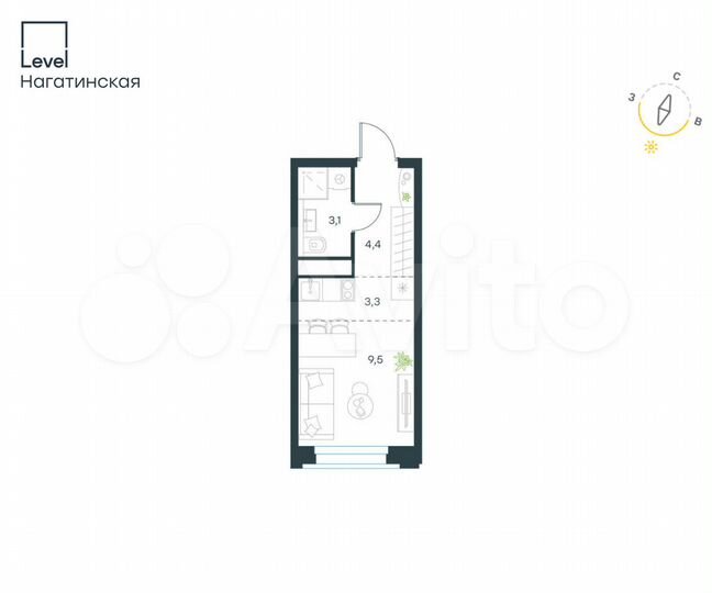 Квартира-студия, 20,3 м², 23/26 эт.