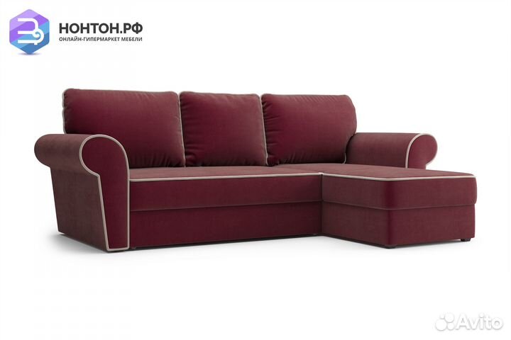 Диван угловой дельфин Прованс бордовый