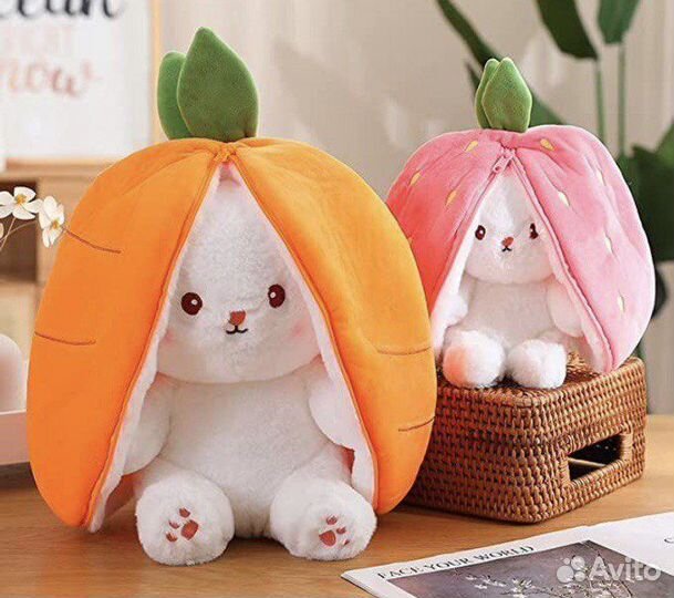 Морковный зайка, Клубничный кролик 18,25,35 см