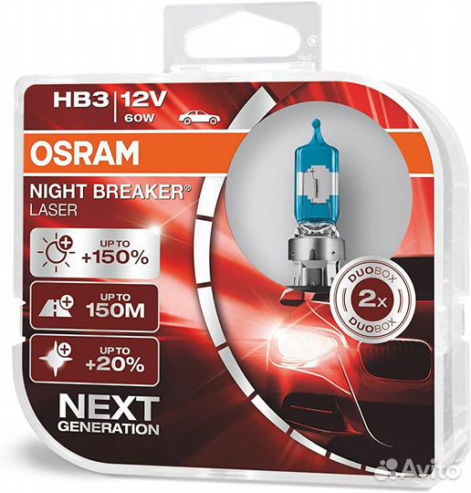 Лампа галогенная osram HB3 Night Breaker Laser 12V