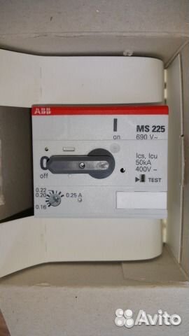 ABB автоматические выключатели двигателей 0.1-75А