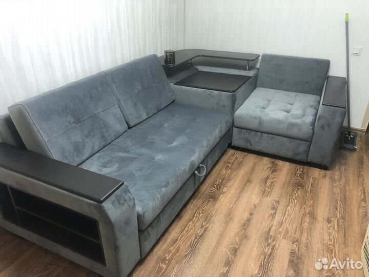 Угловой диван, раскладной с антивандальной тканью