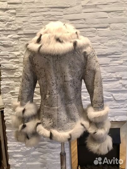 Дубленка шуба натуральная женская нарядная светлая
