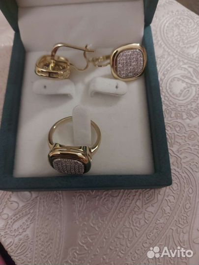 Серьги и кольцо позолоченные