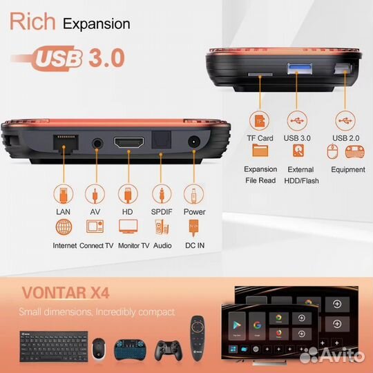 Тв приставка vontar X4 Amlogic S905X4, 4/32 новая