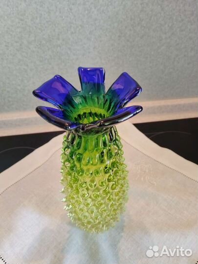 Ваза ананас цветное стекло Чехословакия