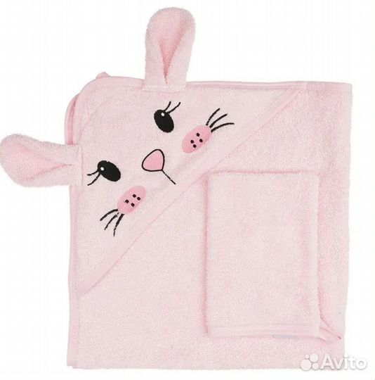 Полотенце уголок с перчаткой для девочки