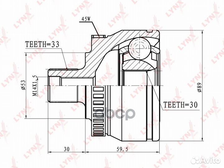 Шрус наружный перед прав/лев CO8029A lynxauto