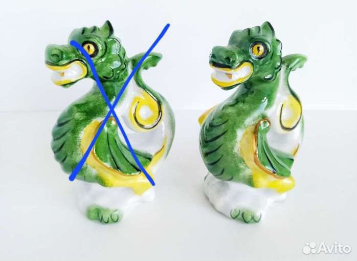 Фарфоровая статуэтка Дракон, зеленый, Вербилки