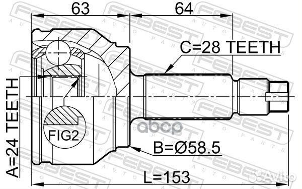 Шрус наружный 24x58.5x28 (mazda 3 BK 2003-2008)