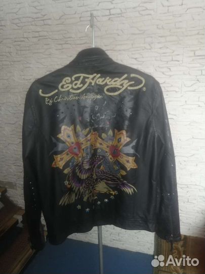 Кожаная куртка ED Hardy by Christian Audigier Lede