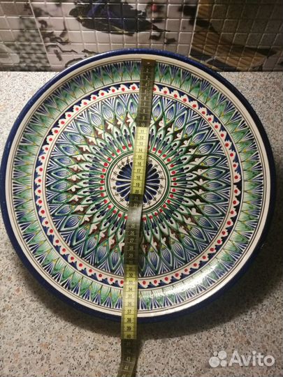 Ляган синий 38 см. плоский