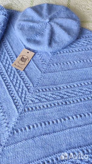 Вязаный берет и бактус