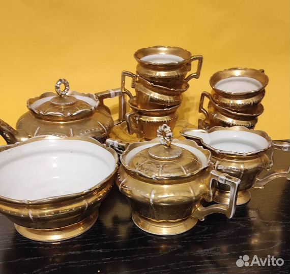 Золотой чайный сервиз Кузнецовский фарфор
