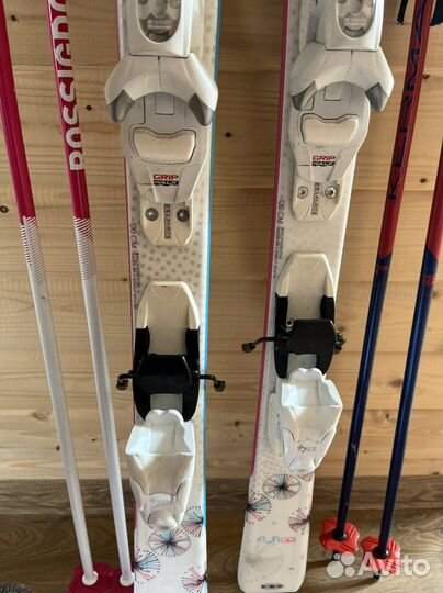 Горные лыжи детские 120 rossignol, ботинки 215