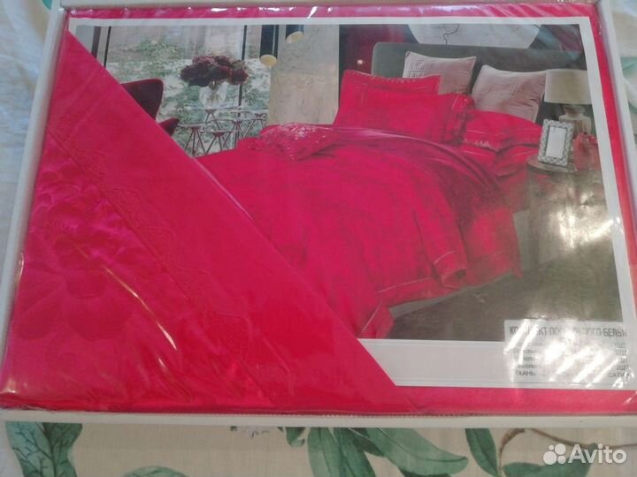 Постельное белье сатин жаккард евро в коробке турц