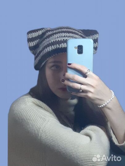 Шапка вязаная с ушками