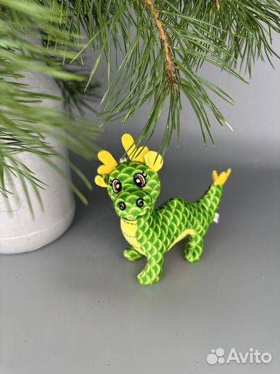 Игрушка Символ года 2024 зеленый дракон 12см
