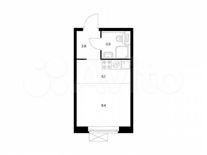 Квартира-студия, 19,6 м², 25/25 эт.