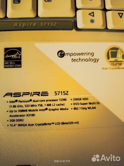 Ноутбук бу Aser Aspire 5715Z