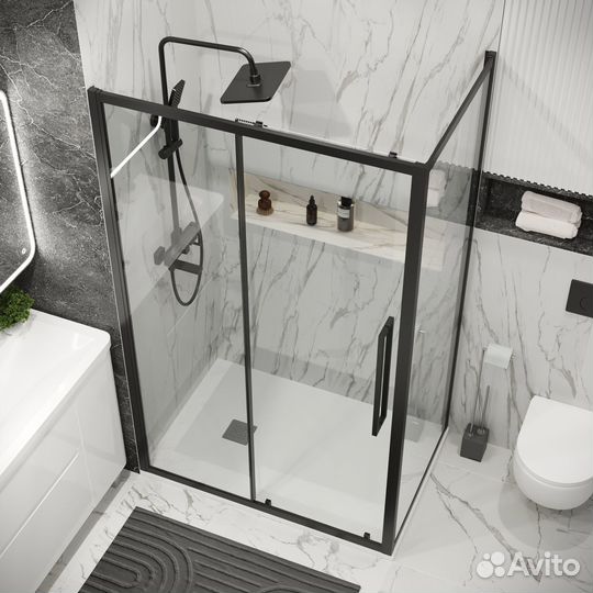 Душ.огр. Cosmo 11080195 черн мат, прозрачное стек