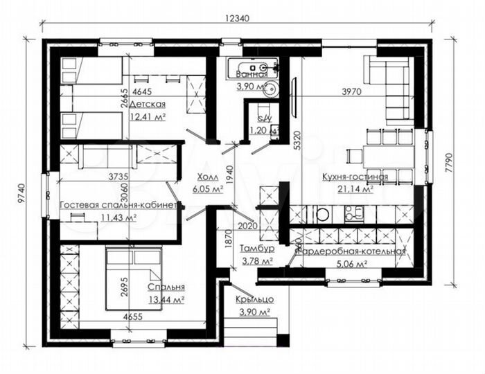 Дом 80 м² на участке 7 сот.