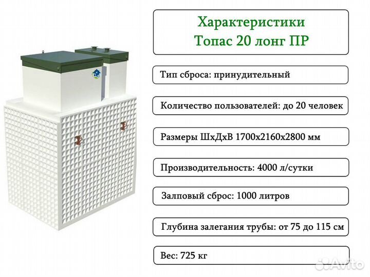 Септик Топас 20 long пр принудительный с доставкой