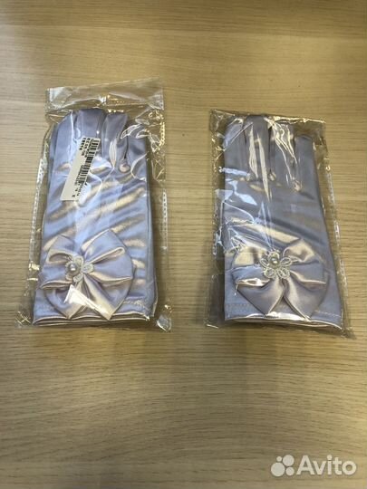 Перчатки белые атласные для девочки