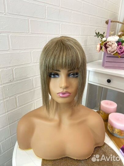 Накладная челка из натуральных волос