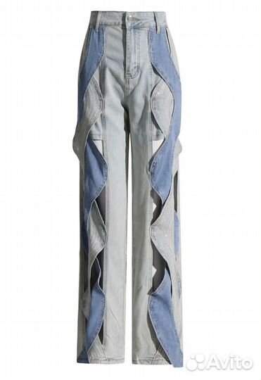 Джинсы женские с декоративной вставкой