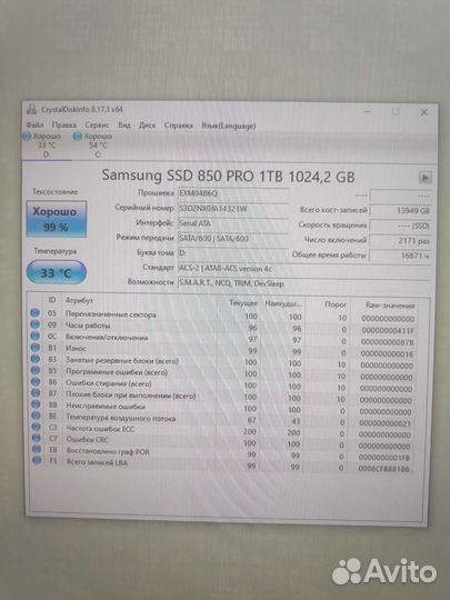 Жесткий диск Samsung 850 pro 1tb