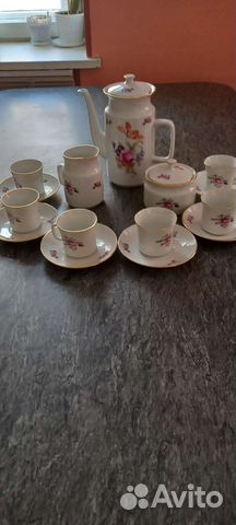 Сервиз кофейный и ложки кофейные мельхиорвые 6 шт