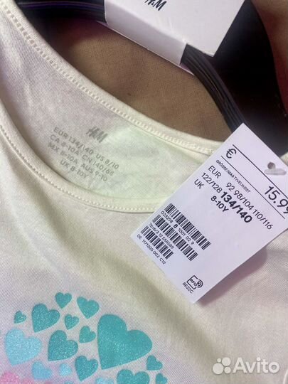 Комплект лонгсливов для девочки 134 h&m