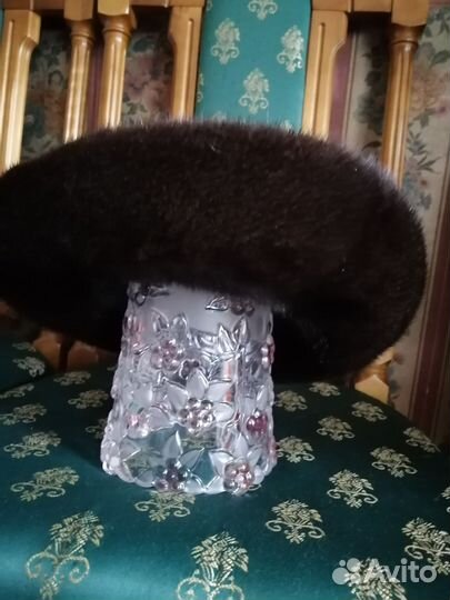 Шляпа норка, велюр, стразы, бархат размер 58