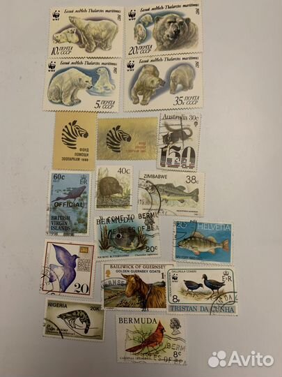 Набор марок разных стран мира фауна