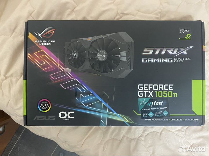Видеокарта Asus 1050 Ti Rog Strix