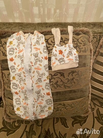 Пеленка кокон с шапочкой для новорожденного